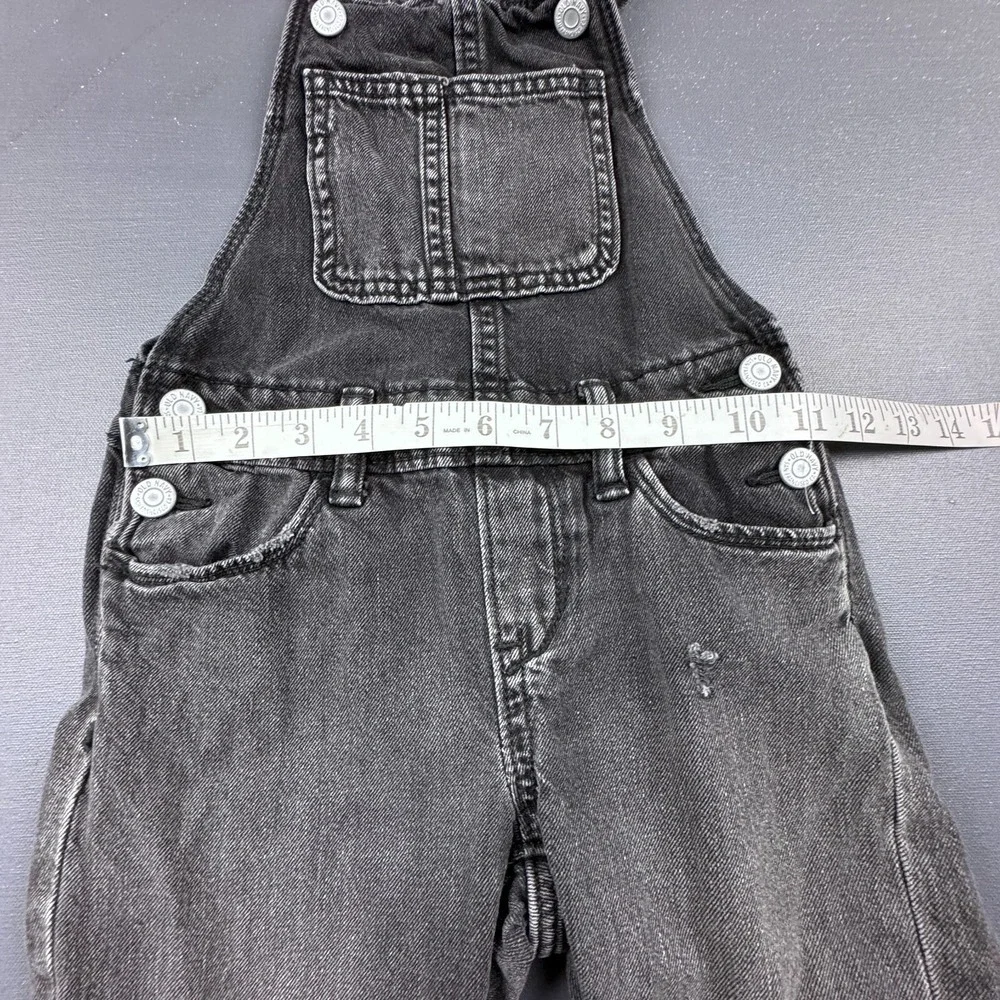 Old Navy Girls 6-7 Black Denim Distressed Overalls Adjustable Strap Casual Jeans